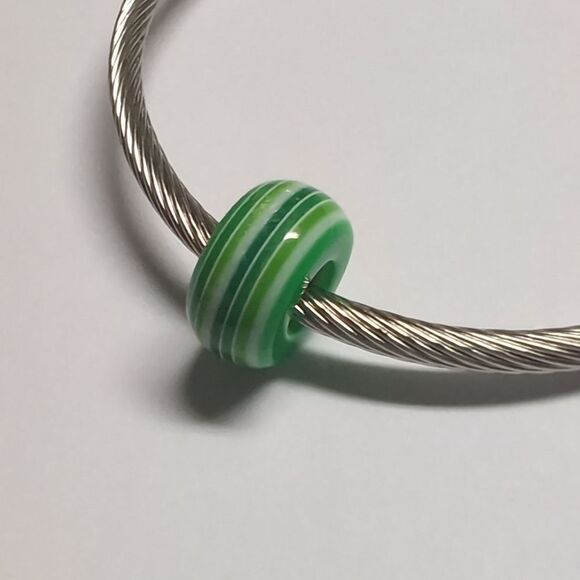 Green‎ Striped Charm for Pandora Style Bracelet - Picture 5 of 5